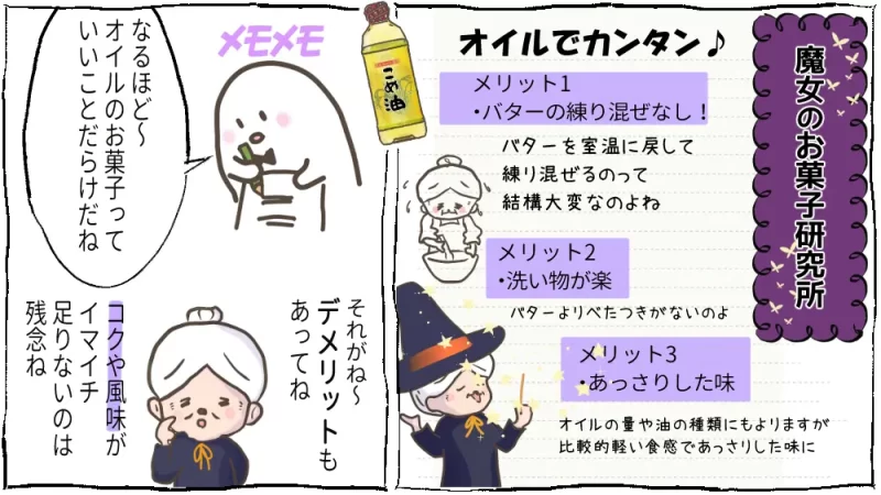 オレンジ香るおひさまマフィン漫画8段目：オイルで作るメリット