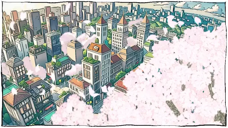 春と桜とおばけ兄さん漫画（初心者向けレシピあり）：桜の町